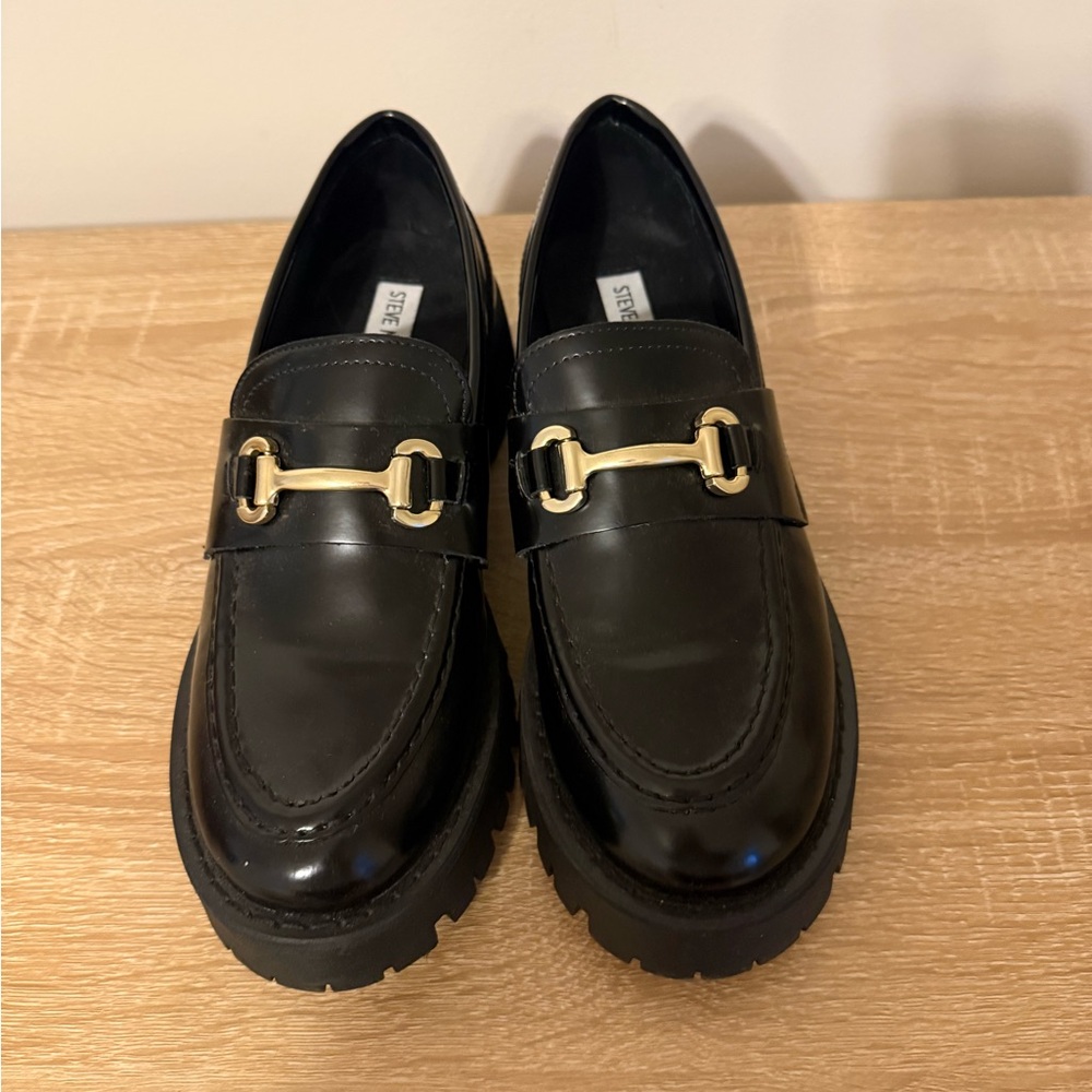 Steve Madden - Black Loafers with Gold Detail